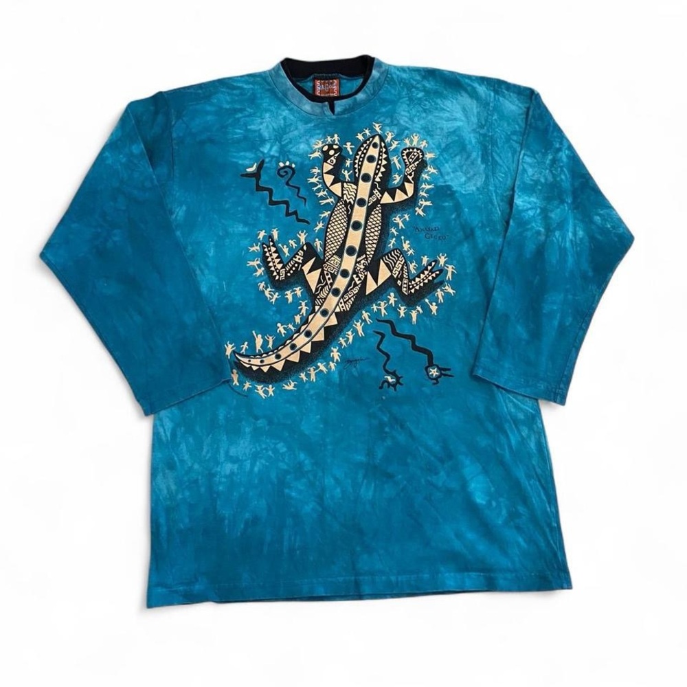 Vintage Dagoli Anasazi Gecko Lizard tie dye long sleeve top